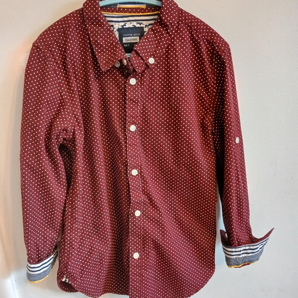 Boys Cactus Button Up Shirt- 7